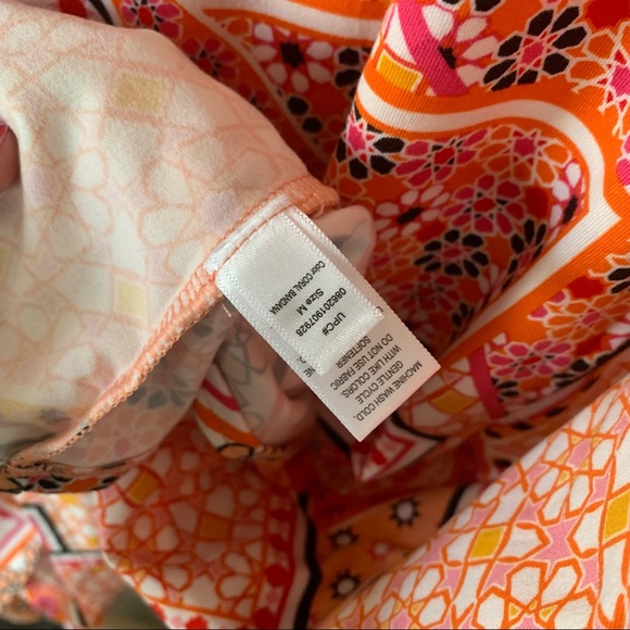 Women’s M CUDDL DUDS Orange Multi Patchwork Like Print S/S Maxi Dress NWOT - Picture 7 of 13